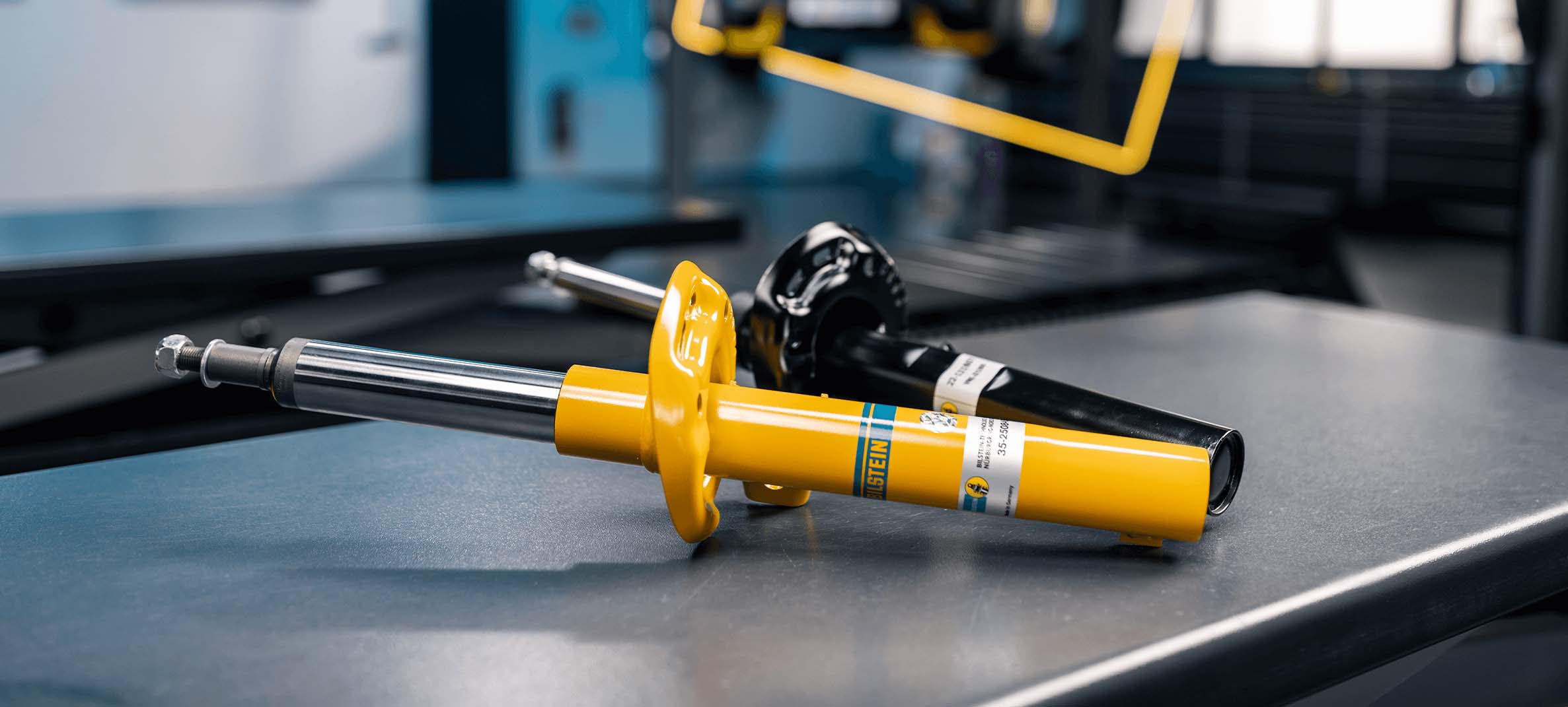 Bilstein replacement suspension components in a workshop